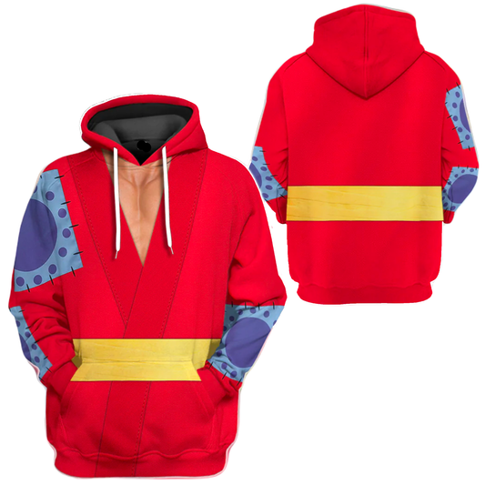 One Piece Hoodie One Piece Luffy-Taro Wano Arc Costume T-Shirt Red Unisex - Trendy Gift For Men & Women