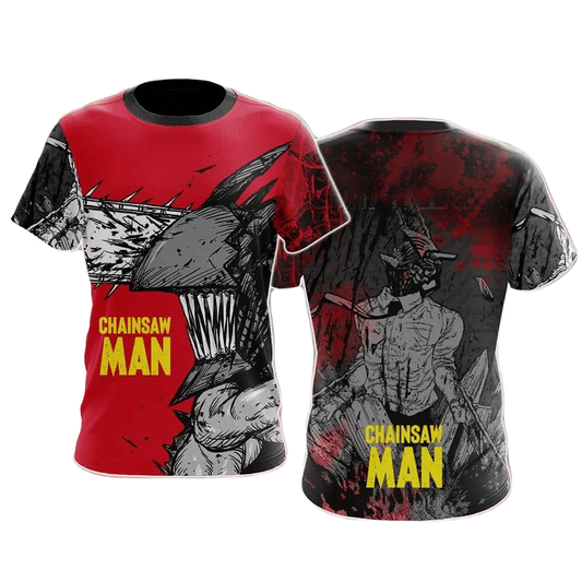 Chainsaw Man T-shirt Chainsaw Man Art Sketch T-shirt Black Red Unisex