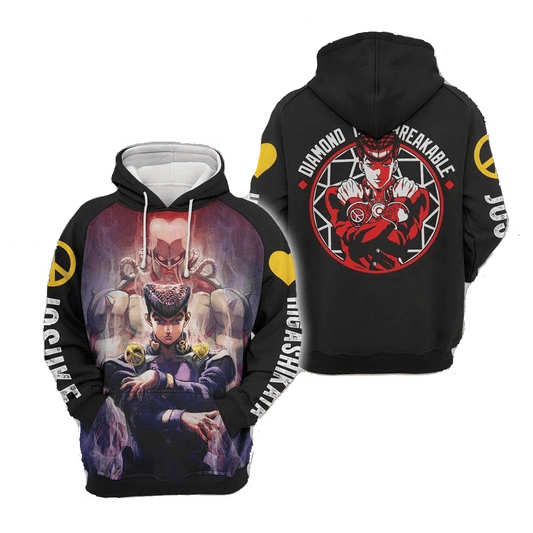 Jojos Bizarre Adventure Hoodie Josuke Higashikata Diamond Is Unbreakable Hoodie Black Unisex - Cozy Hoodie For Cold Weather