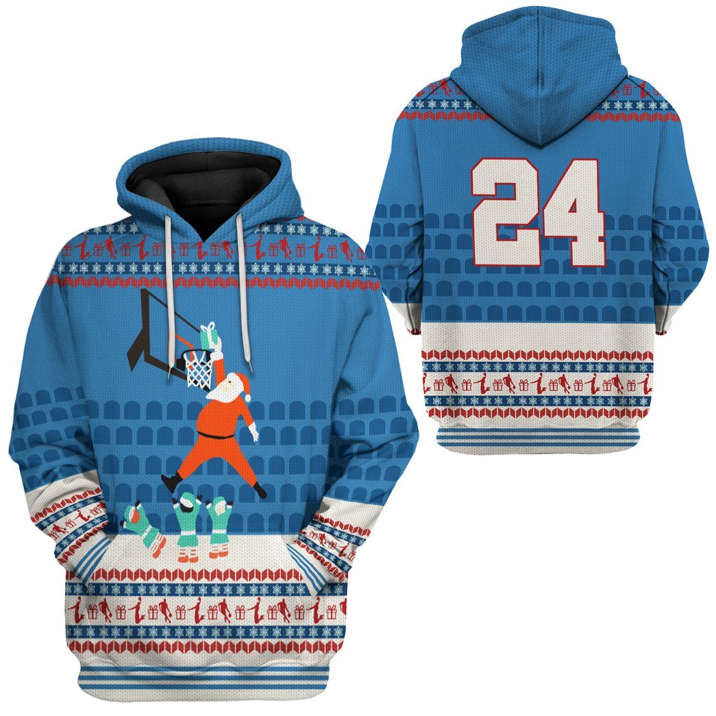  24 KB Santa Claus Basketball Christmas Ugly Sweater Custom Tshirt Hoodie Apparel