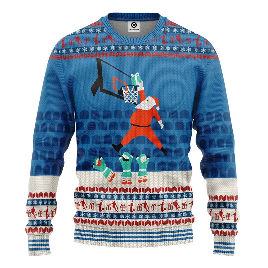  24 KB Santa Claus Basketball Christmas Ugly Sweater Custom Tshirt Hoodie Apparel