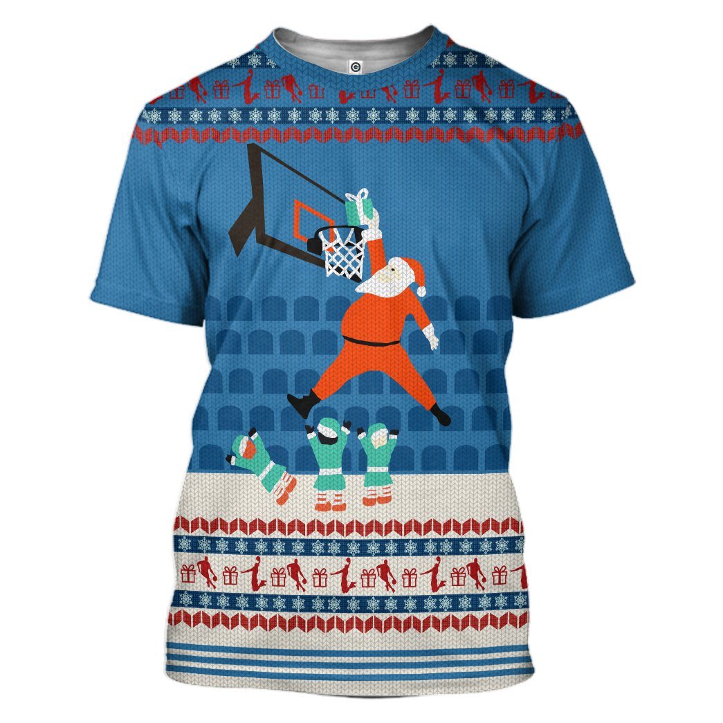  24 KB Santa Claus Basketball Christmas Ugly Sweater Custom Tshirt Hoodie Apparel