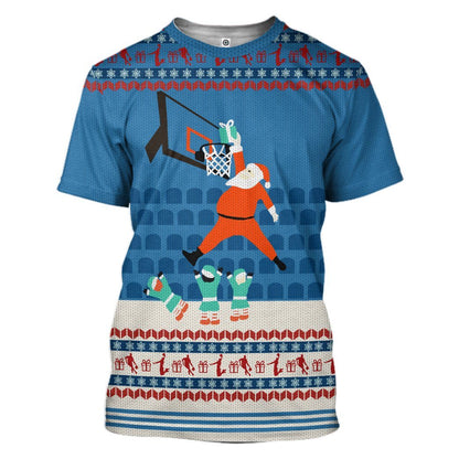  24 KB Santa Claus Basketball Christmas Ugly Sweater Custom Tshirt Hoodie Apparel