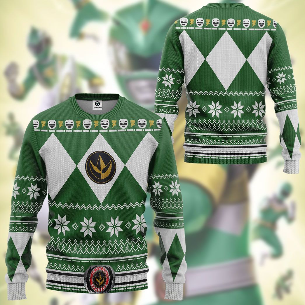  Green MIGHTY MORPHIN Power Ranger Ugly Custom Tshirt Hoodie Apparel