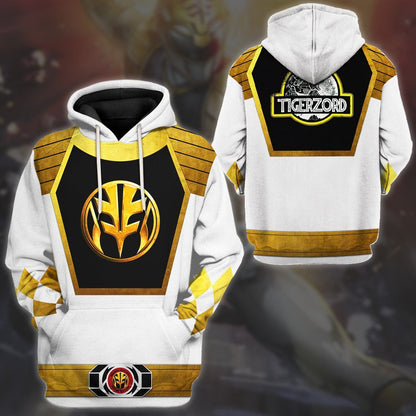  Mighty Morphin Power Ranger White Tshirt Hoodie Apparel
