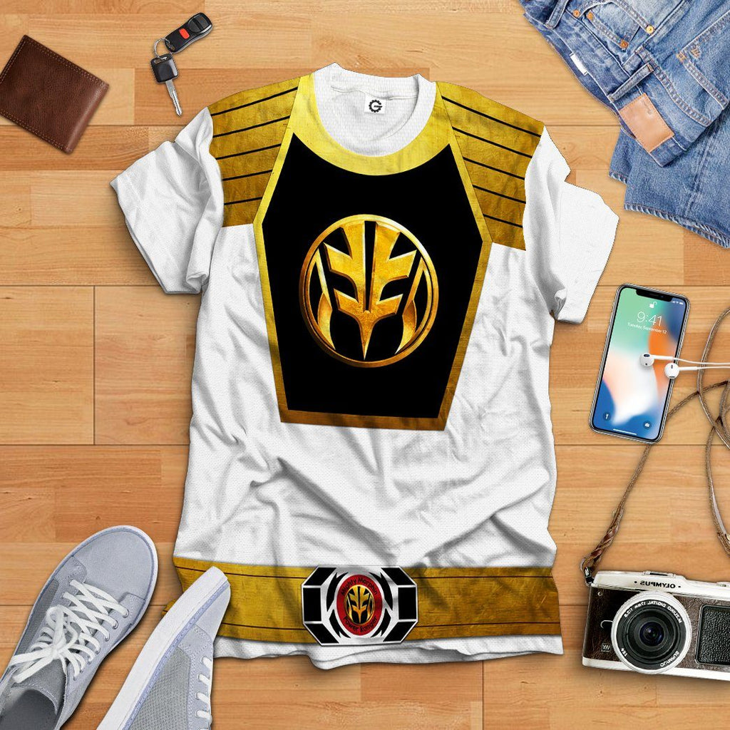  Mighty Morphin Power Ranger White Tshirt Hoodie Apparel