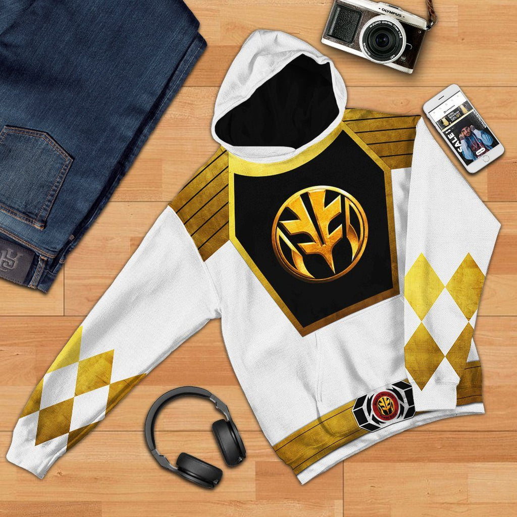  Mighty Morphin Power Ranger White Tshirt Hoodie Apparel