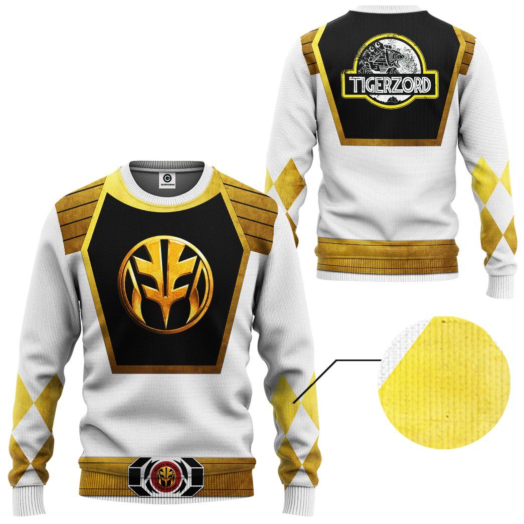  Mighty Morphin Power Ranger White Tshirt Hoodie Apparel