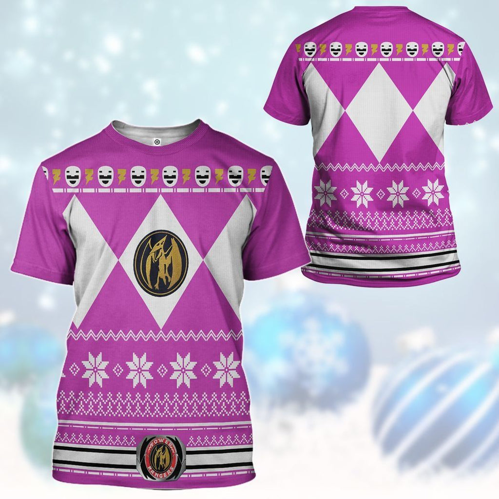  Pink MIGHTY MORPHIN Power Ranger Ugly Custom Tshirt Hoodie Apparel