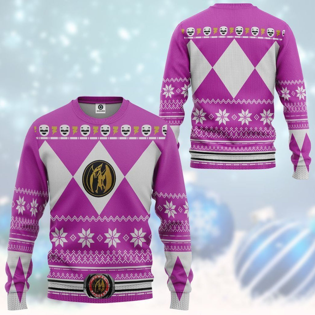  Pink MIGHTY MORPHIN Power Ranger Ugly Custom Tshirt Hoodie Apparel