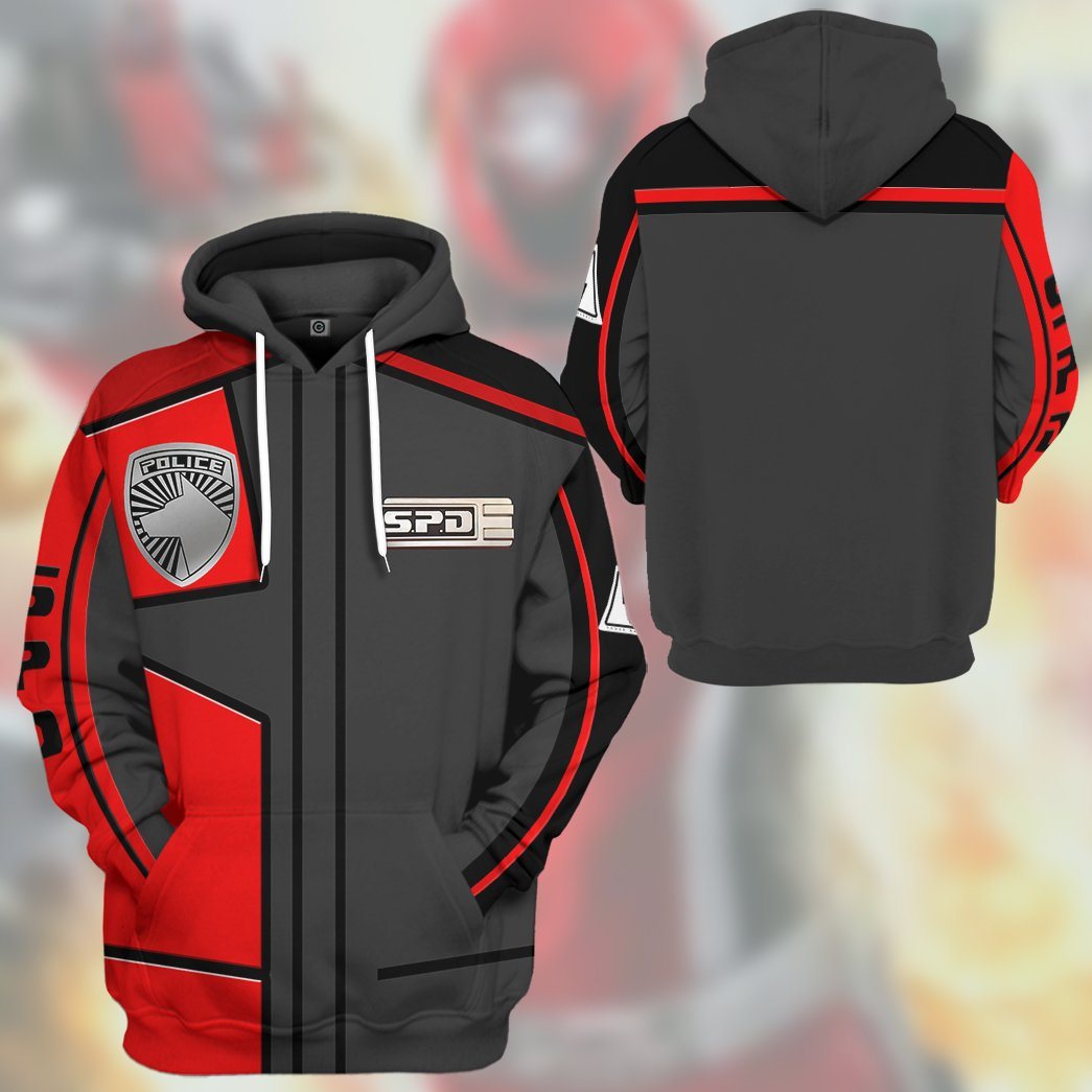  Power Rangers S.P.D Red Uniform Tshirt Hoodie Apparel