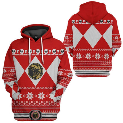  Red MIGHTY MORPHIN Power Ranger Ugly Custom Tshirt Hoodie Apparel