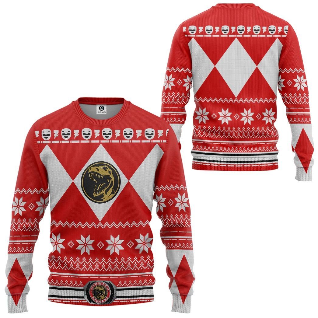  Red MIGHTY MORPHIN Power Ranger Ugly Custom Tshirt Hoodie Apparel