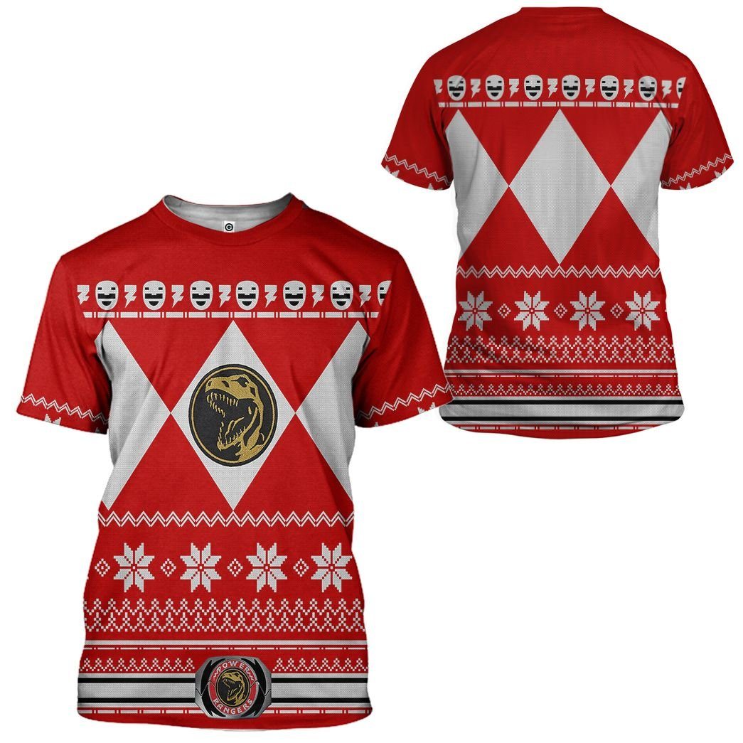  Red MIGHTY MORPHIN Power Ranger Ugly Custom Tshirt Hoodie Apparel