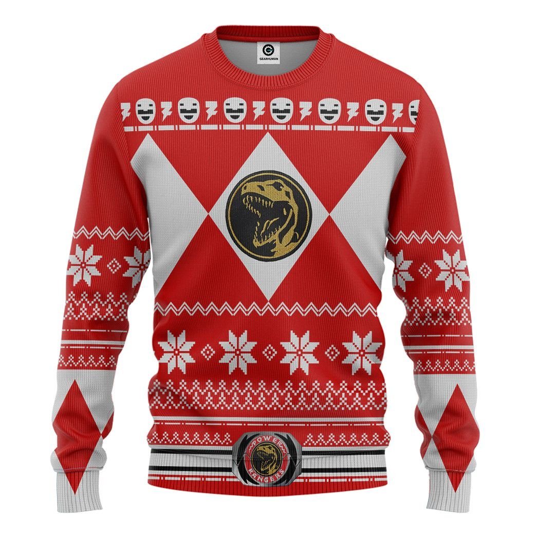  Red MIGHTY MORPHIN Power Ranger Ugly Custom Tshirt Hoodie Apparel