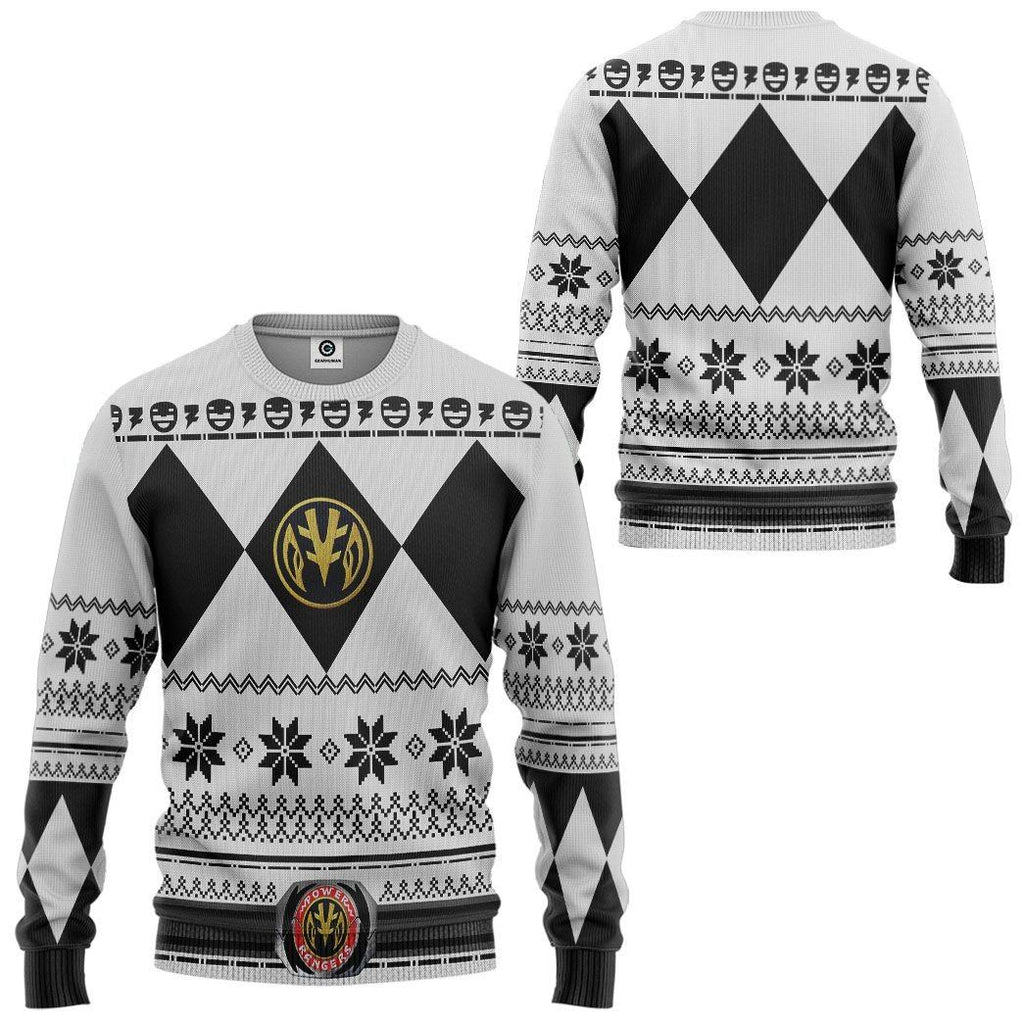  White MIGHTY MORPHIN Power Ranger Ugly Custom Tshirt Hoodie Apparel