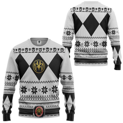  White MIGHTY MORPHIN Power Ranger Ugly Custom Tshirt Hoodie Apparel