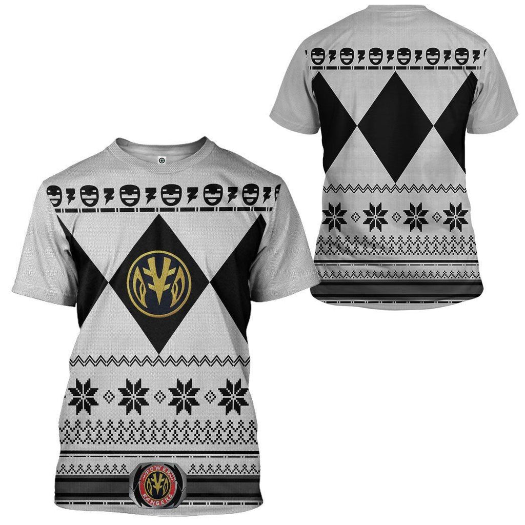  White MIGHTY MORPHIN Power Ranger Ugly Custom Tshirt Hoodie Apparel