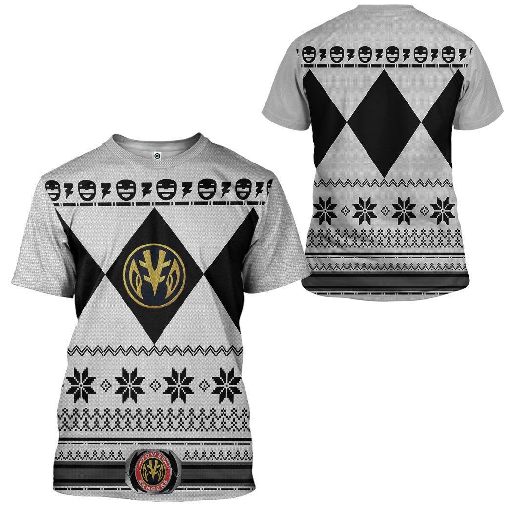  White MIGHTY MORPHIN Power Ranger Ugly Custom Tshirt Hoodie Apparel