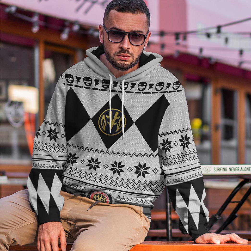  White MIGHTY MORPHIN Power Ranger Ugly Custom Tshirt Hoodie Apparel