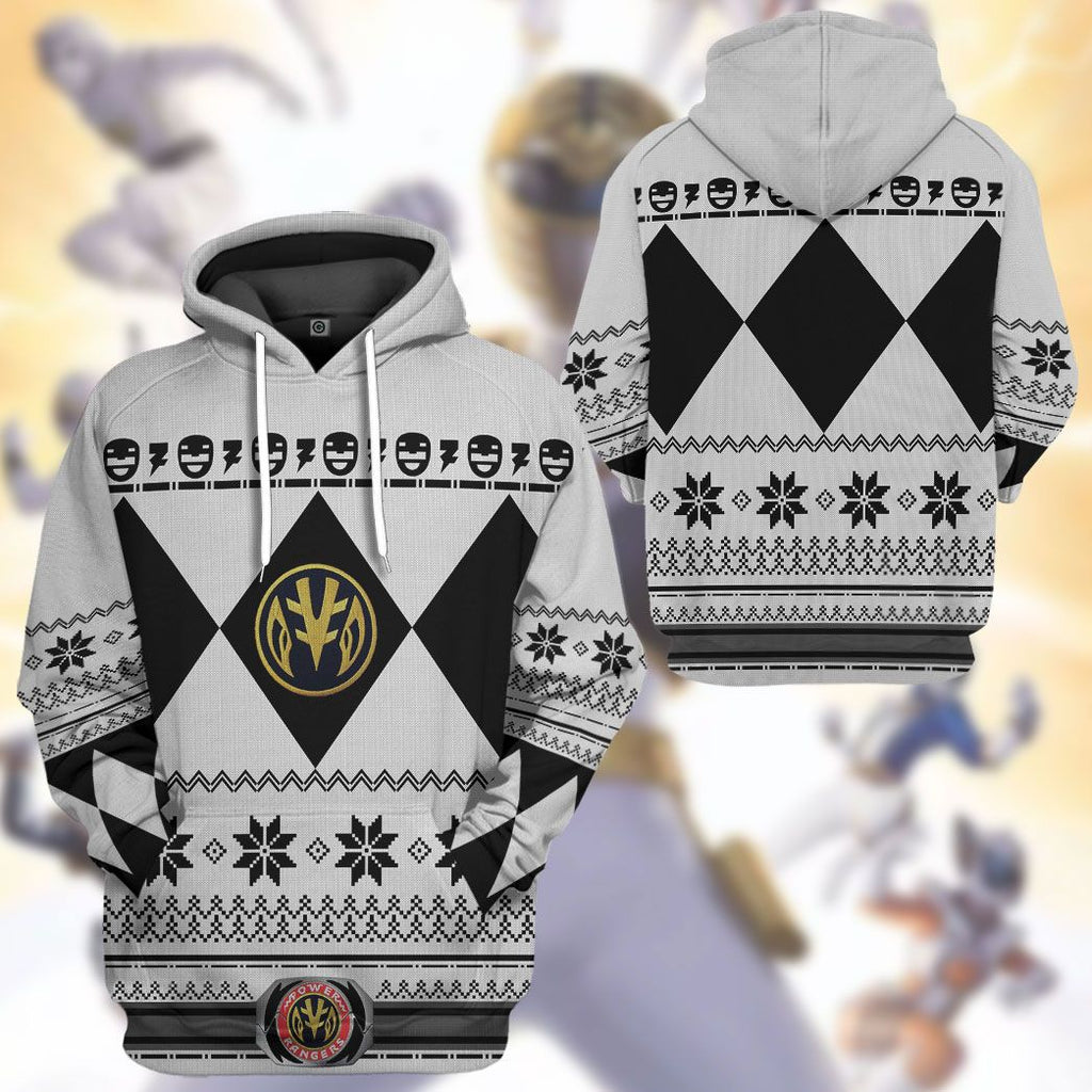  White MIGHTY MORPHIN Power Ranger Ugly Custom Tshirt Hoodie Apparel