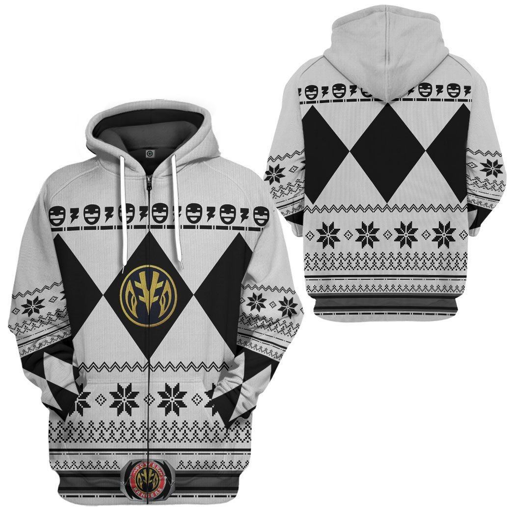  White MIGHTY MORPHIN Power Ranger Ugly Custom Tshirt Hoodie Apparel