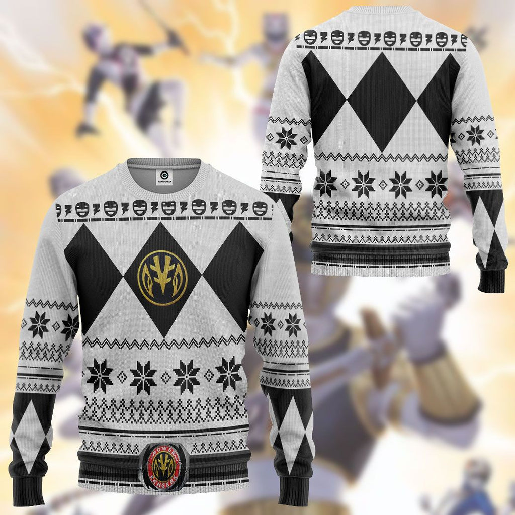 White MIGHTY MORPHIN Power Ranger Ugly Custom Tshirt Hoodie Apparel