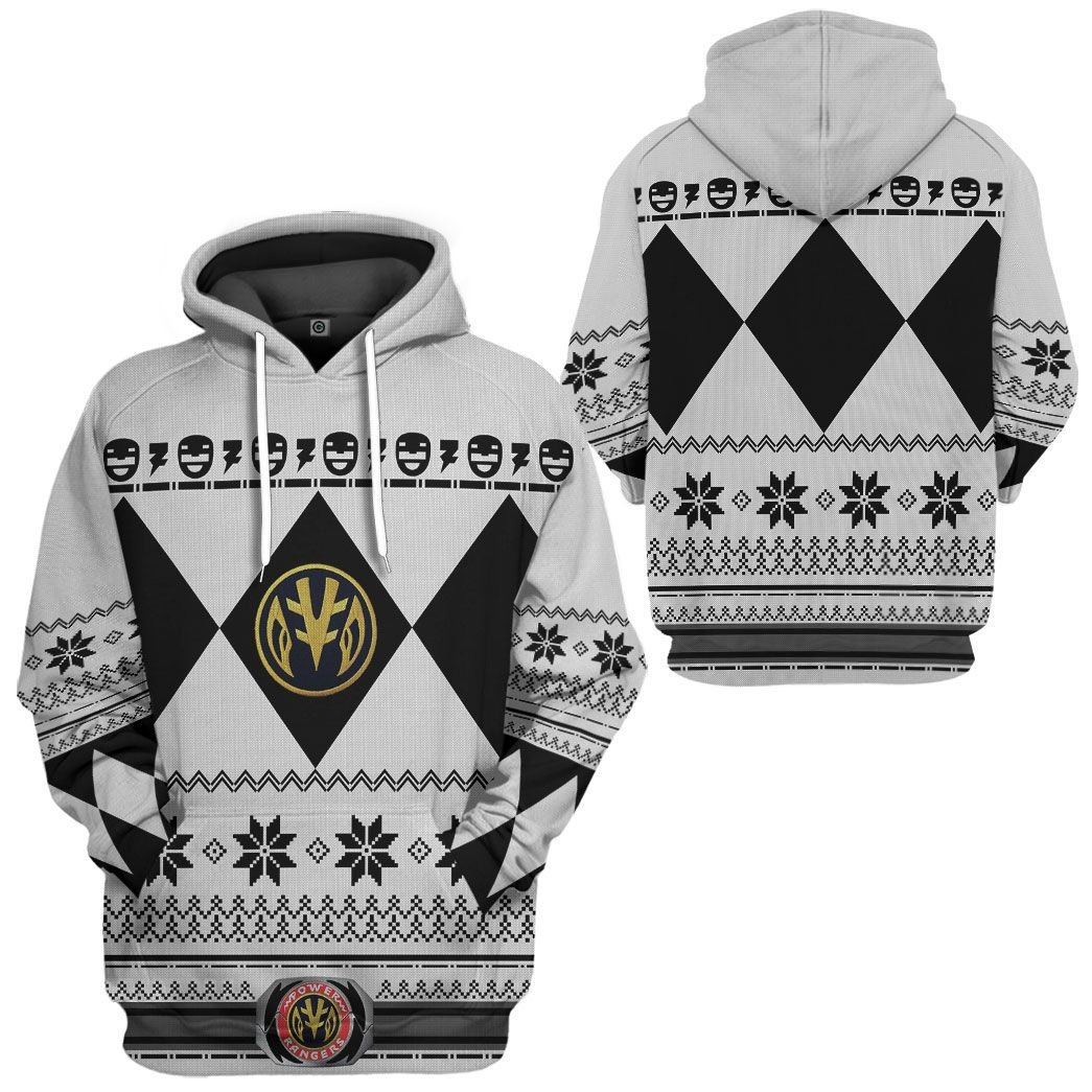  White MIGHTY MORPHIN Power Ranger Ugly Custom Tshirt Hoodie Apparel