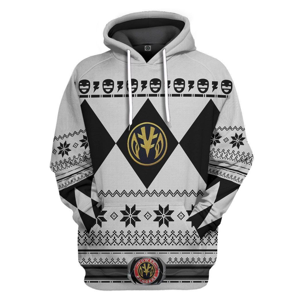  White MIGHTY MORPHIN Power Ranger Ugly Custom Tshirt Hoodie Apparel