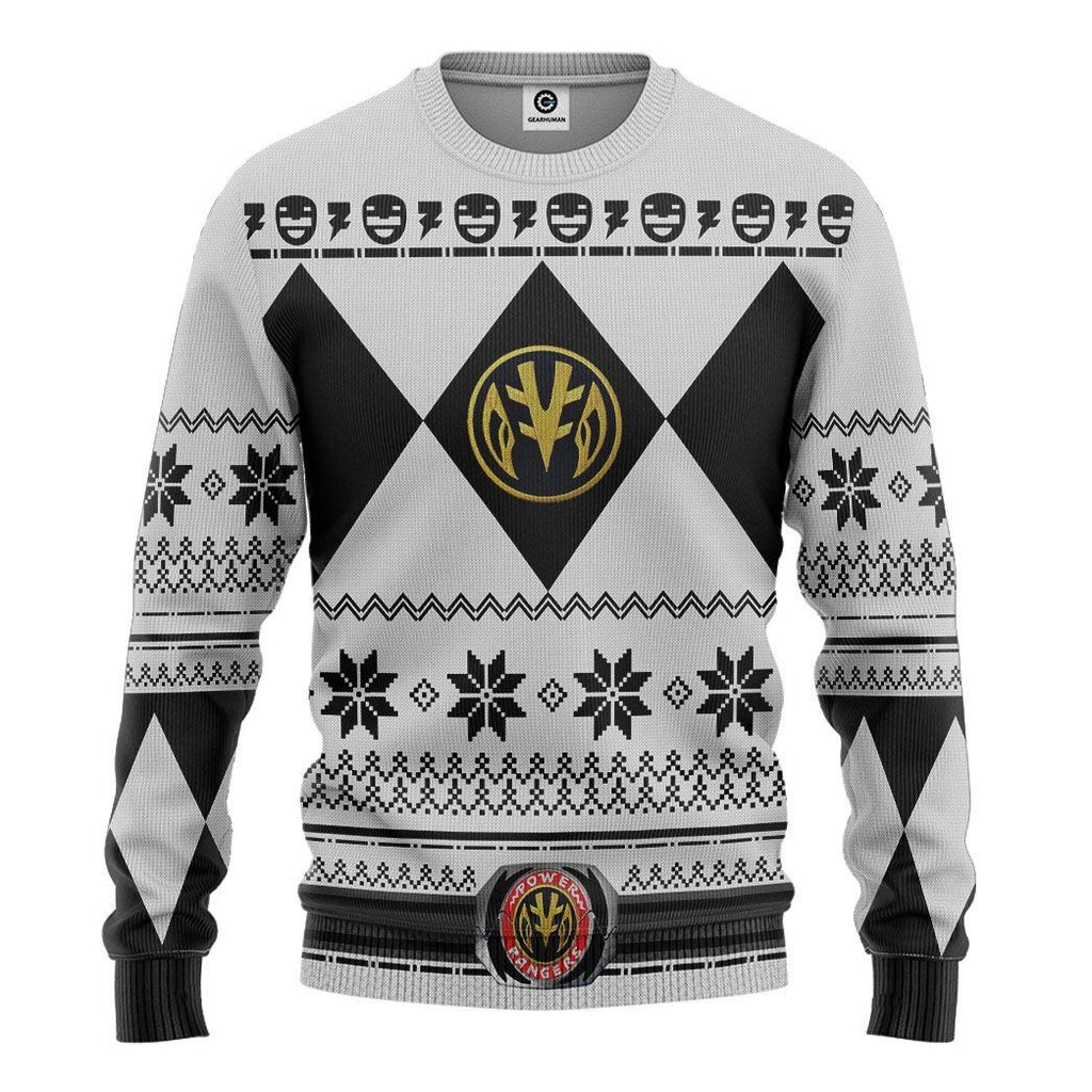  White MIGHTY MORPHIN Power Ranger Ugly Custom Tshirt Hoodie Apparel