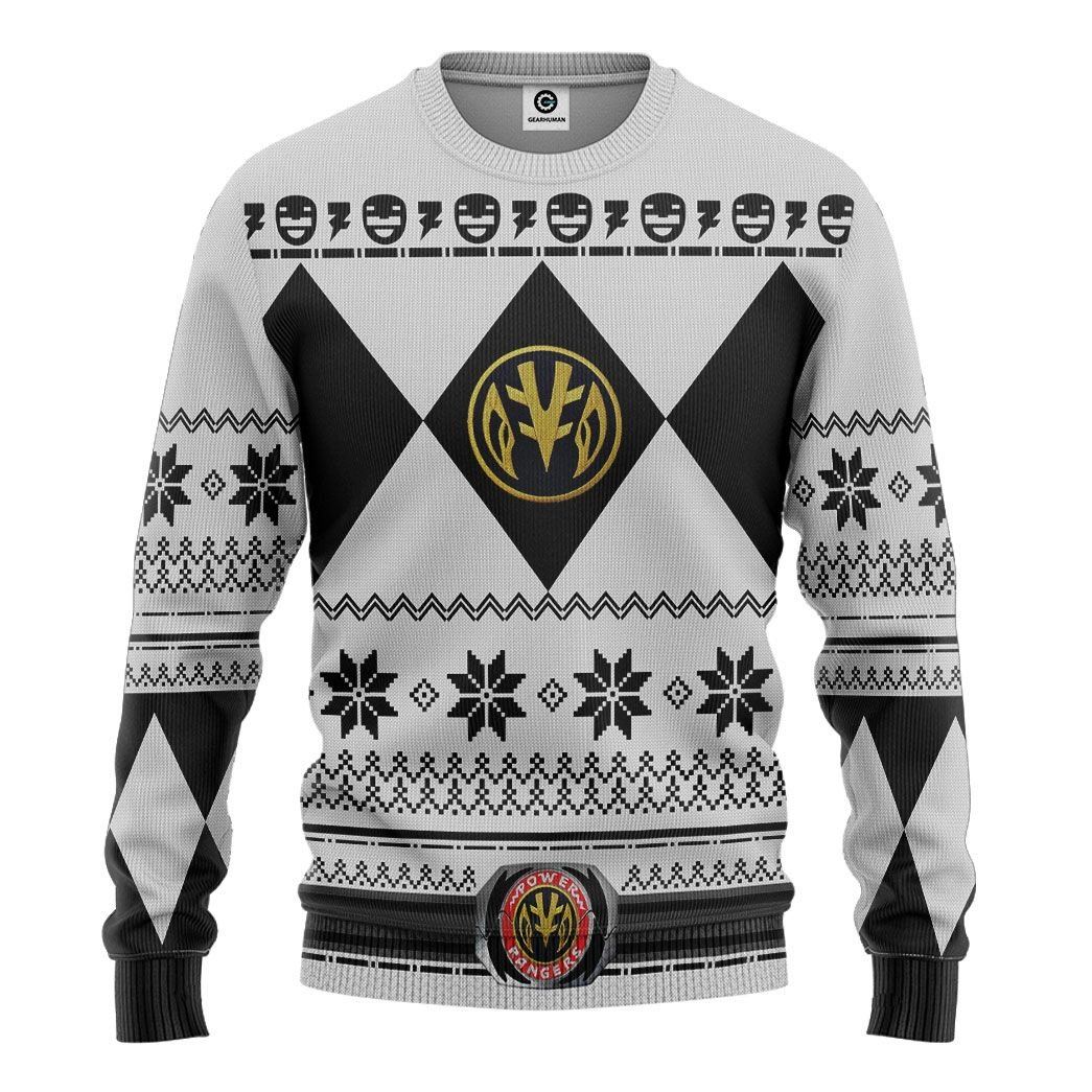  White MIGHTY MORPHIN Power Ranger Ugly Custom Tshirt Hoodie Apparel