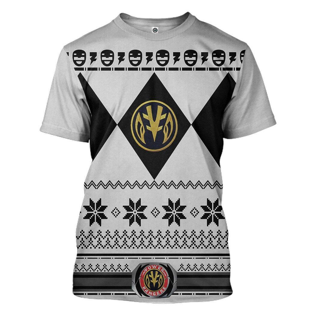  White MIGHTY MORPHIN Power Ranger Ugly Custom Tshirt Hoodie Apparel