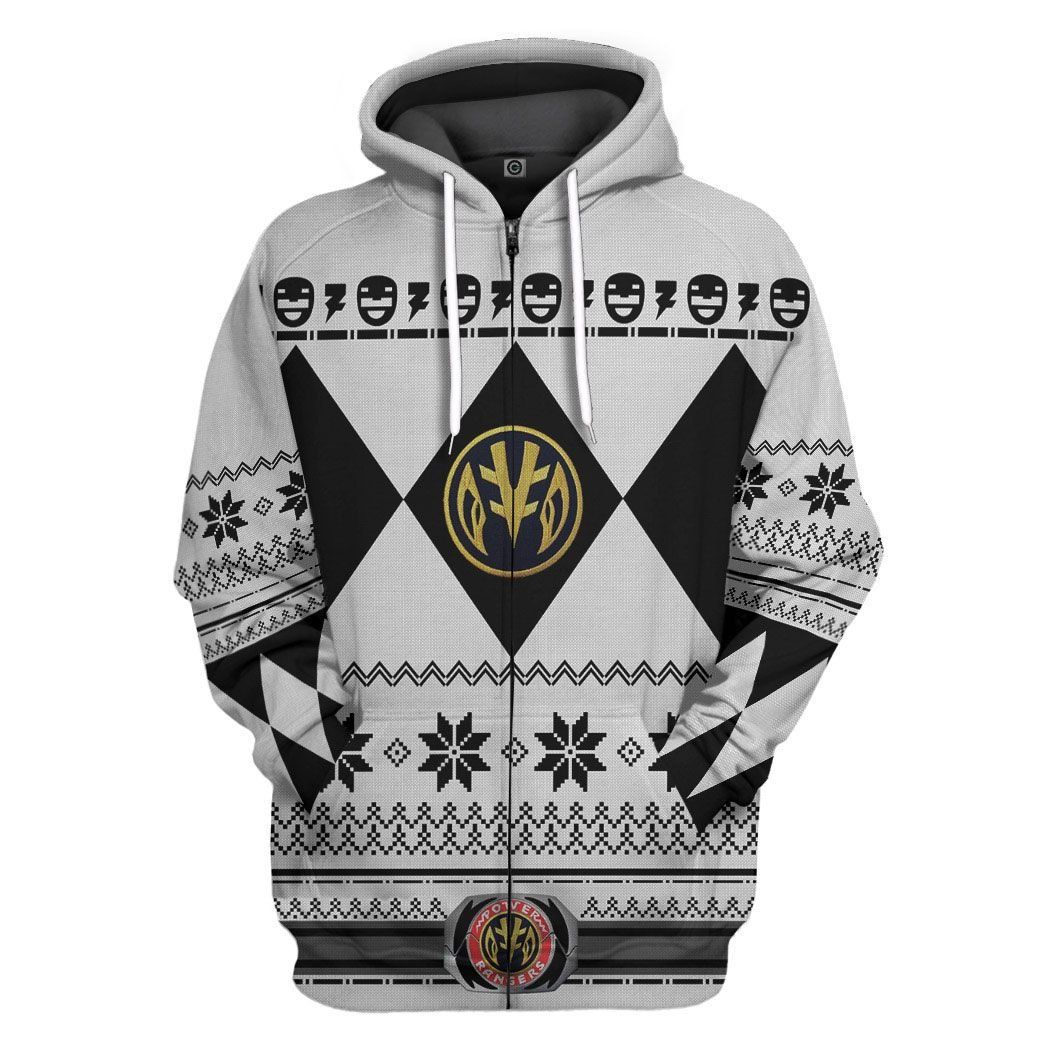  White MIGHTY MORPHIN Power Ranger Ugly Custom Tshirt Hoodie Apparel