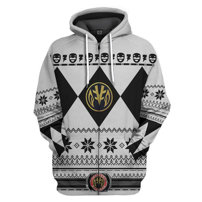  White MIGHTY MORPHIN Power Ranger Ugly Custom Tshirt Hoodie Apparel