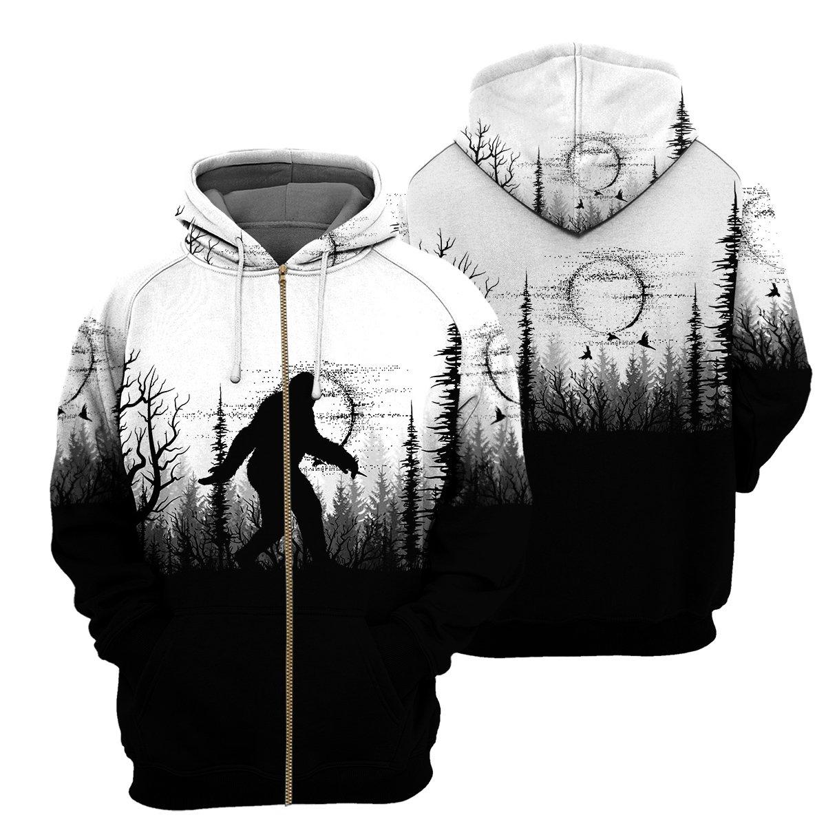 Bigfoot Black And White - All Over Printed Shirt