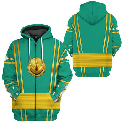  Green Ninja Mighty Morphin Power Rangers Custom Tshirt Hoodie Apparel