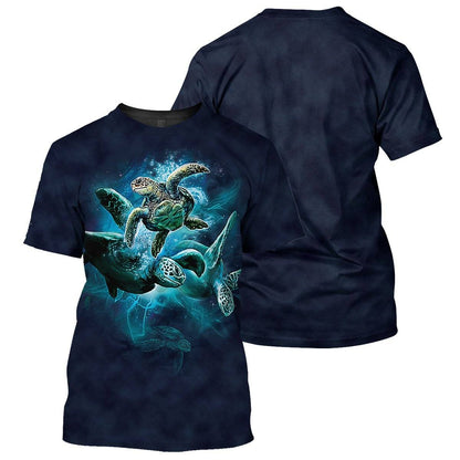 Navy Sea Turtle - All Over Printed Shirt