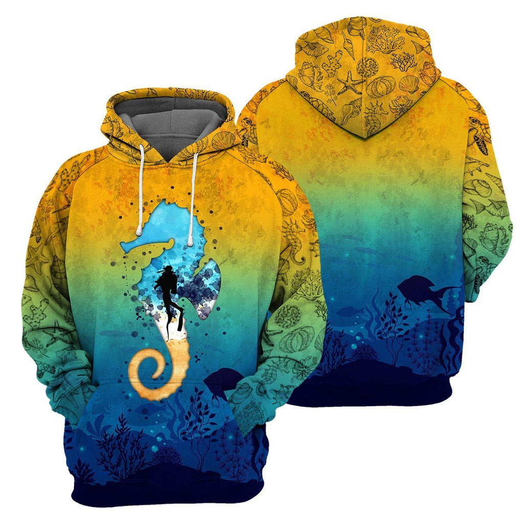 Scuba Diving Sea Horse - All Over Printed Shirt