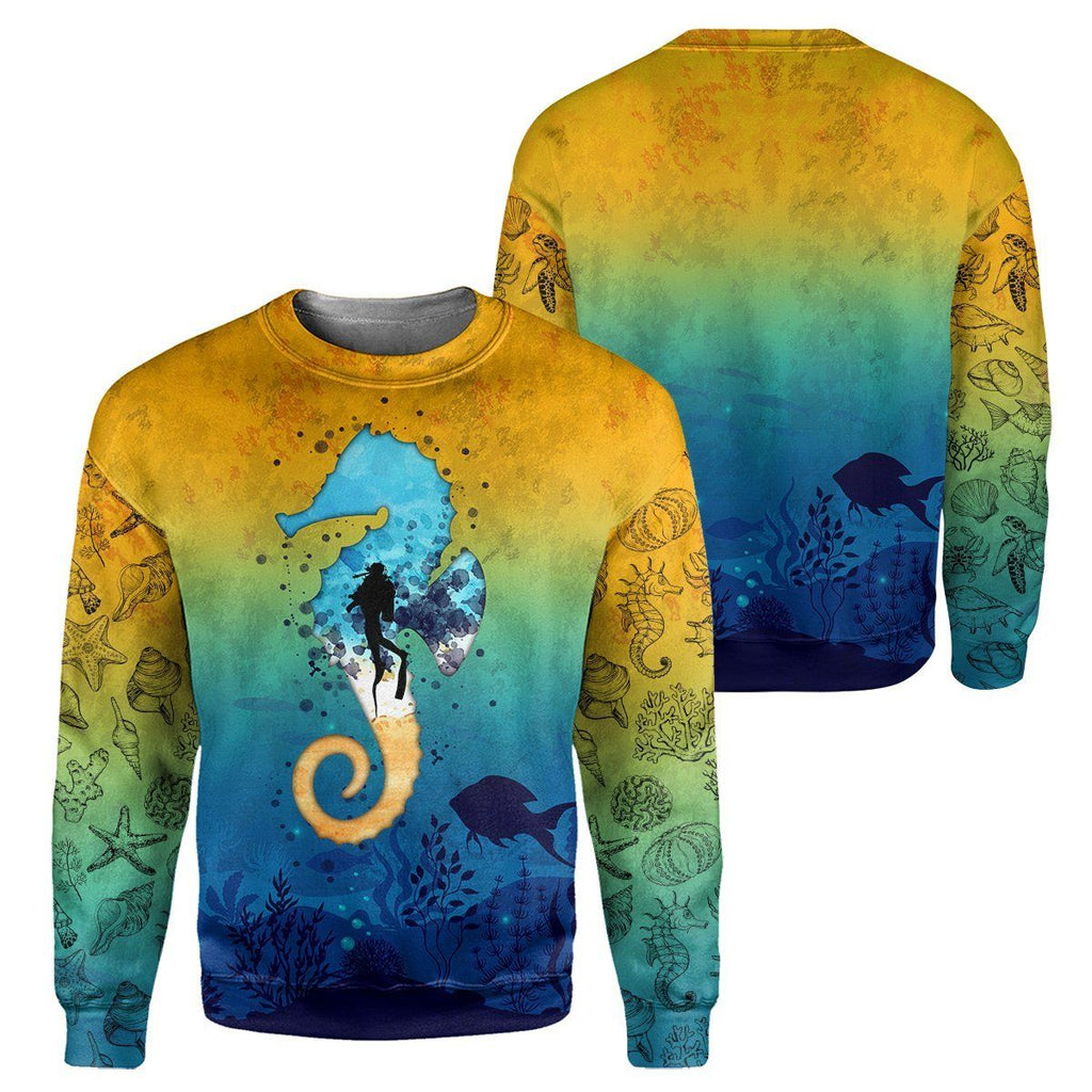 Scuba Diving Sea Horse - All Over Printed Shirt