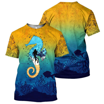 Scuba Diving Sea Horse - All Over Printed Shirt