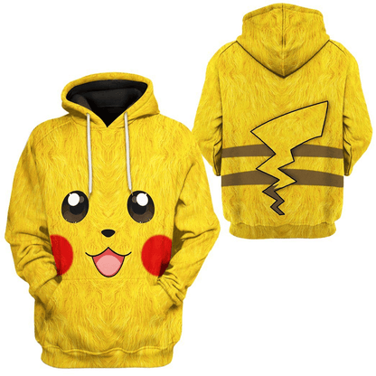 Pokemon Hoodie Pikachu Pokemon Cosplay T-Shirt Yellow Unisex Adults New Release - Trendy Gift For Men & Women