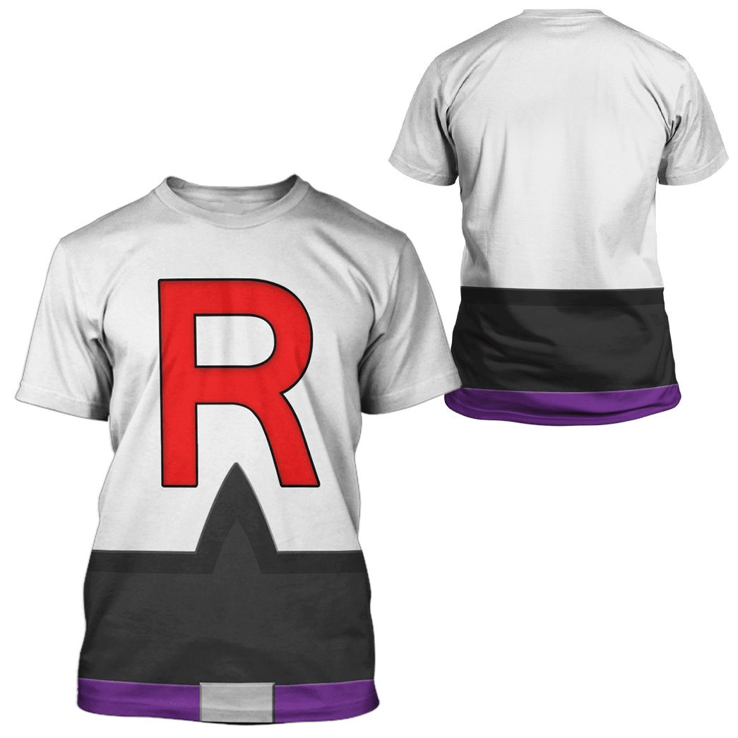 Pokemon Hoodie Rocket Team Pokemon Cosplay T-Shirt Black White Unisex Adults New Release - Trendy Gift For Men & Women