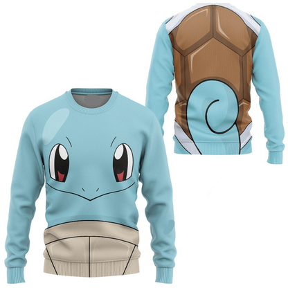 Pokemon Hoodie Squirtle Pokemon Cosplay Costume T-Shirt Blue Unisex Adults New Release - Trendy Gift For Men & Women