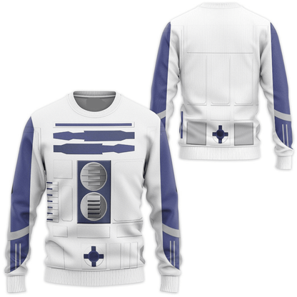 Starwars Hoodie R2 D2 Costume Starwars Cosplay T-Shirt White Blue Unisex Adults - Trendy Gift For Men & Women