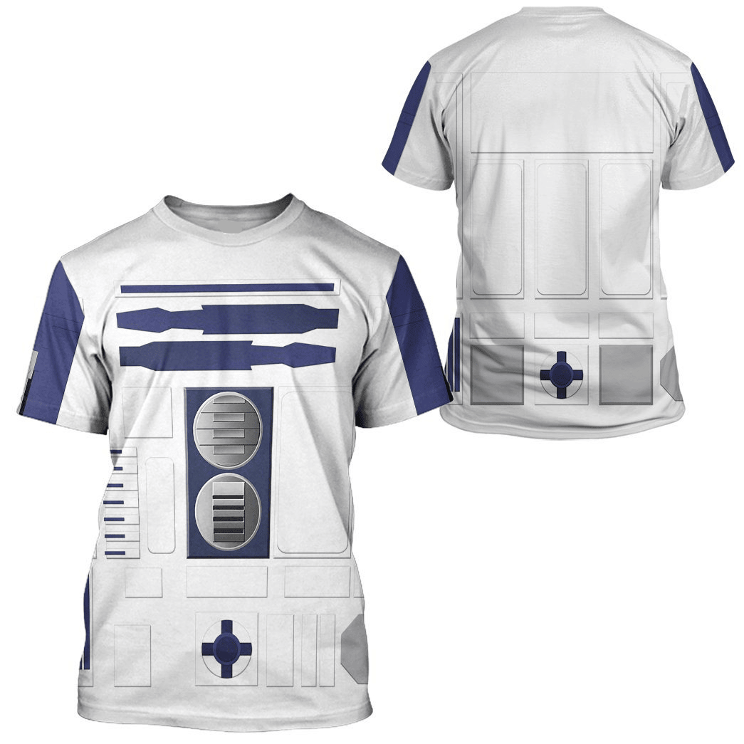 Starwars Hoodie R2 D2 Costume Starwars Cosplay T-Shirt White Blue Unisex Adults - Trendy Gift For Men & Women