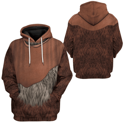 Starwars Hoodie Ewok Costume Starwars Cosplay T-Shirt Brown Unisex Adults - Trendy Gift For Men & Women