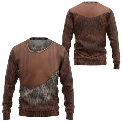 Starwars Hoodie Ewok Costume Starwars Cosplay T-Shirt Brown Unisex Adults - Trendy Gift For Men & Women