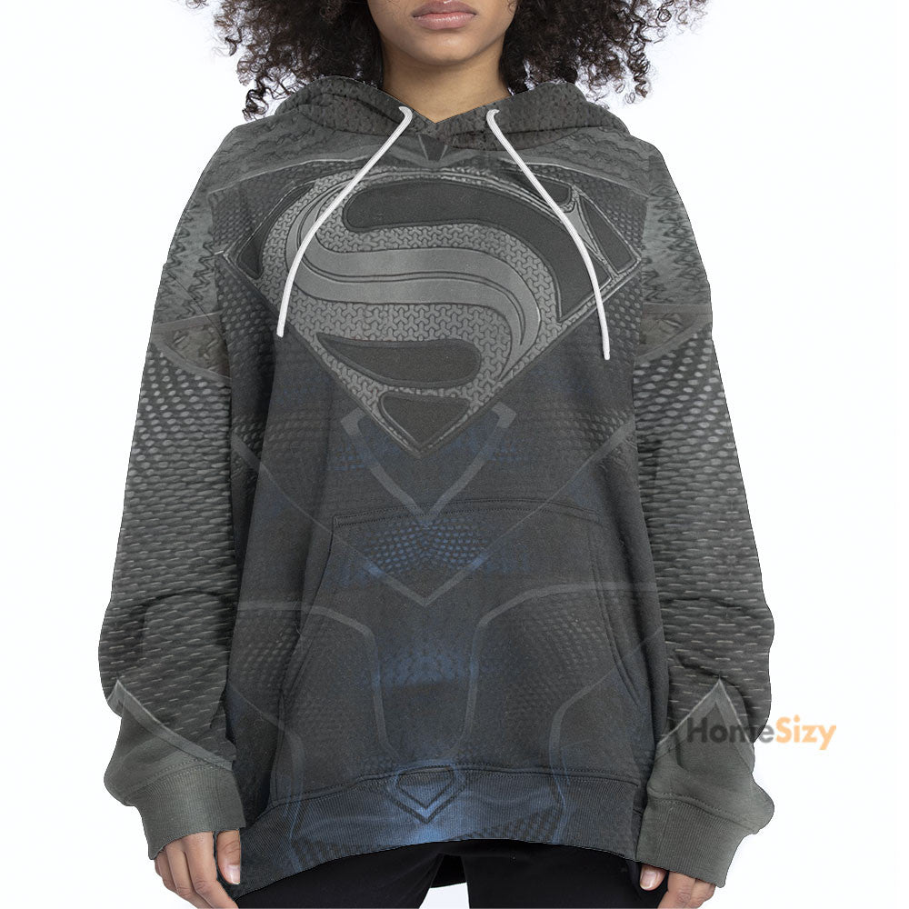 DC Black Superman Cosplay Costume Hoodie QT208227Hf