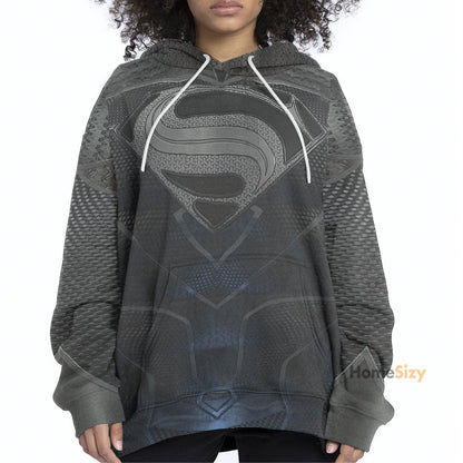 DC Black Superman Cosplay Costume Hoodie QT208227Hf