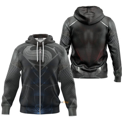 DC Black Superman Cosplay Costume Hoodie QT208227Hf